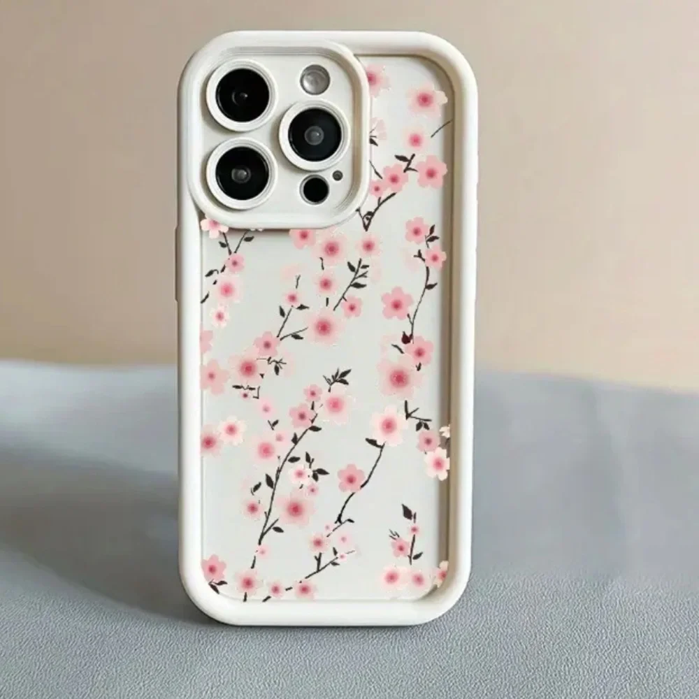 Cream and pink floral Japanese Cherry blossom iPhone 14 Pro Max Case
